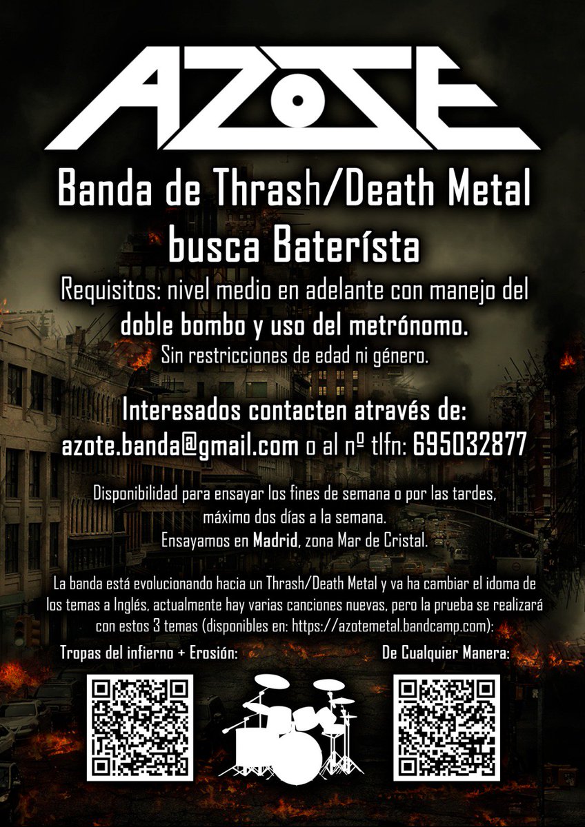 Stiby2's tweet photo. ¿Algune baterista en la sala que quiera tocar con @AZOTEBanda? <3

Más info en el cartel ↓ https://t.co/8YB0GierL1