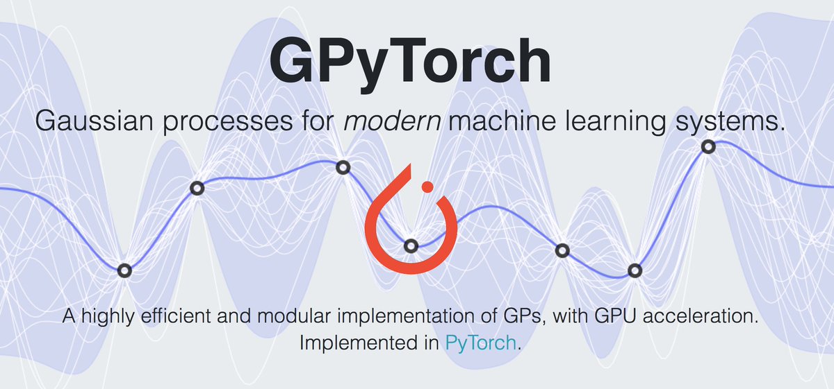 andrewgwils's tweet photo. I'm extremely excited to officially announce our new library, GPyTorch, which has just gone beta! Scalable Gaussian processes in PyTorch, with strong GPU acceleration.
repo: https://t.co/5xr3DsIOoy
website: https://t.co/rXwlrpZ6UG https://t.co/ONErdJLDDY
