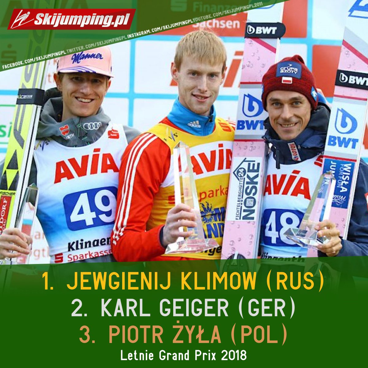 Skijumpingpl's tweet image. TOP3 - FIS Grand Prix 2018:
1. 🇷🇺 Evgeniy #Klimov 
2. 🇩🇪 Karl #Geiger 
3. 🇵🇱 Piotr #Żyła 
 Congratulations! #skijumpingfamily #Klingenthal