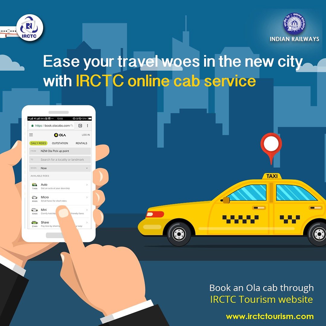 IRCTCofficial's tweet photo. We have all been through the hassle of trying to find cabs or autos in the new city after a long train journey. Not anymore. #IRCTC Tourism offers hassle-free booking of cabs on its website. Check it out: https://t.co/F8GuGCjTbZ #bookcabs https://t.co/XBK9NBEiLo