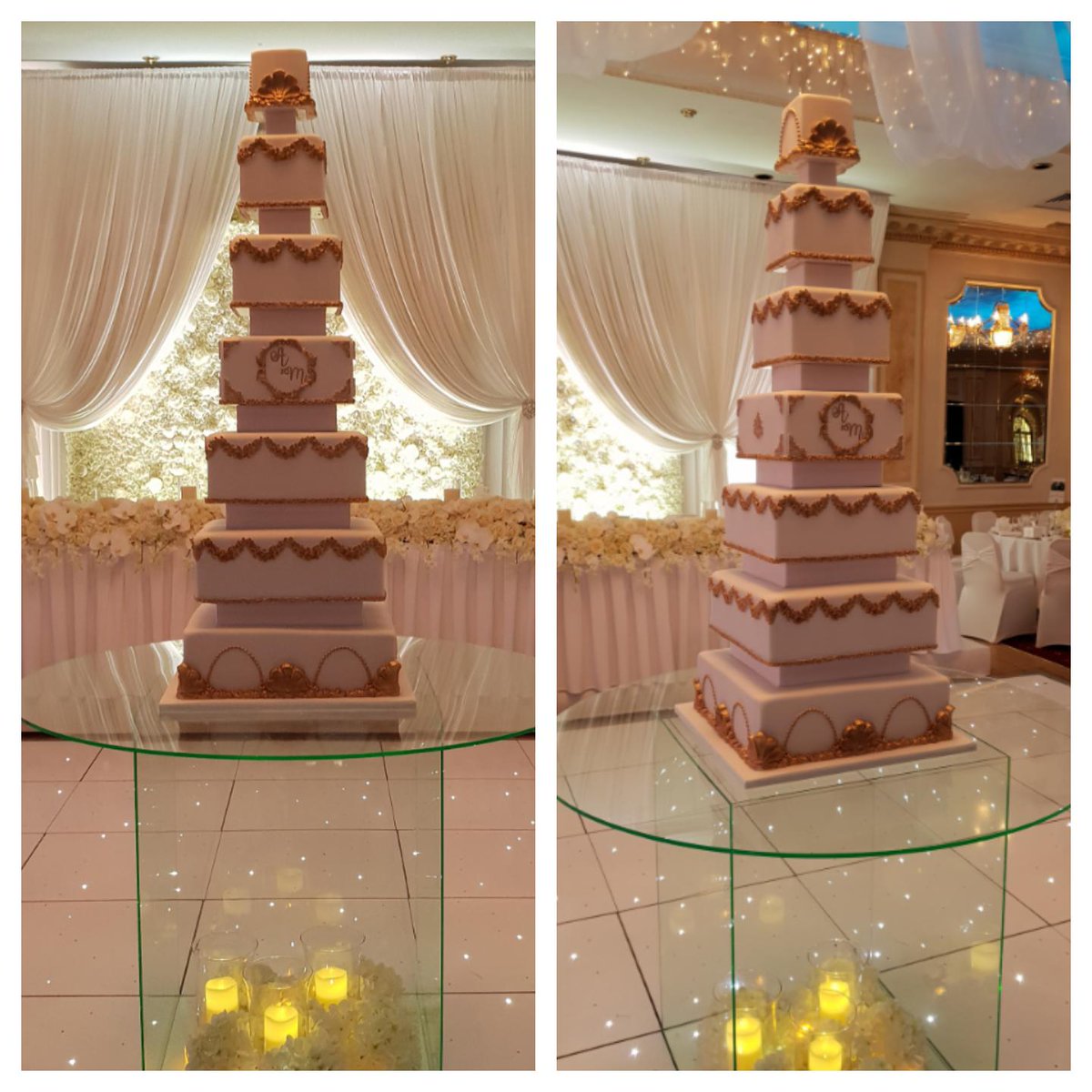 Gold on white wedding cake! 7 tiers of elegance! #cakedecorating #cake #GBBO #weddingcake #gold #love #opulentcakes #amazingcakes #food #bride #celebration #edible #fondant #greekwedding #happycouple #love #lovemyjob #london