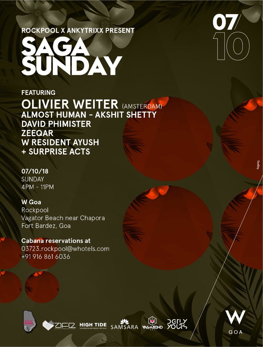It’s time to go back to our favourite place - #Goa!!

A brand new concept highlighting the beautiful golden sunsets and music to go by, we welcome you to - SAGA SUNDAY- put together by <a href="/djankytrixx/">Ankytrixx</a> and <a href="/w_goa/">W Goa</a> 

Feat. <a href="/OlivierWeiter/">Olivier Weiter</a> + topnotch support lineup! This Sunday the 7th!