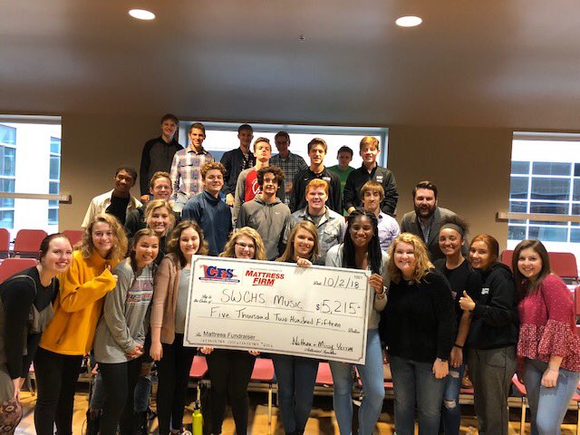 SWCHSmusic's tweet image. Thank you everyone who came to our mattress sale! We raise over $5k for the music program!! #choir #band @swchsstars