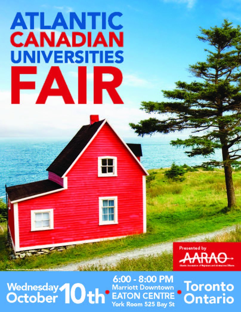 Hey #Toronto! Atlantic Canadian Universities are hosting a public fair downtown on Oct 10th @ Marriott Downtown Eaton Centre 6-8 p.m.! Reps from #NB #NS #NL and #QC will be there to chat about your options on the east coast #yyz #studyeast