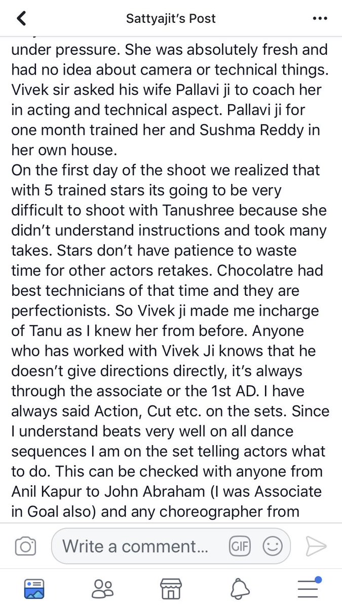desimojito's tweet photo. The other side of Tanushree Dutta’s controversial story from Sattyajit Gazmer who was the associate director in that movie. Please go through his entire post and his story in this thread. https://t.co/UMEv295aIa