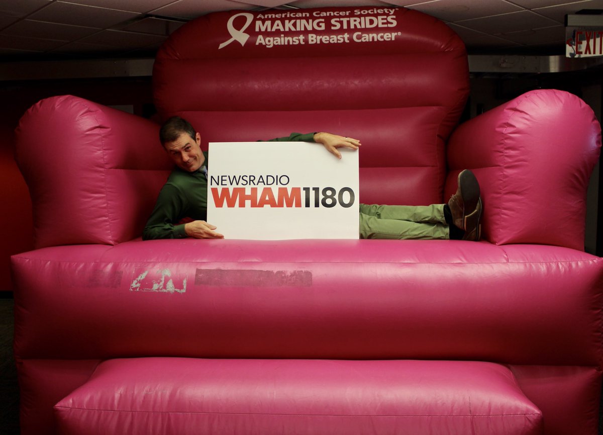 . <a href="/JoeLomonaco/">Joe Lomonaco</a> is taking the first steps in making strides against breast cancer today by sitting in the pink chair from @CancerNYNJ ! #ROC #MakingStrides