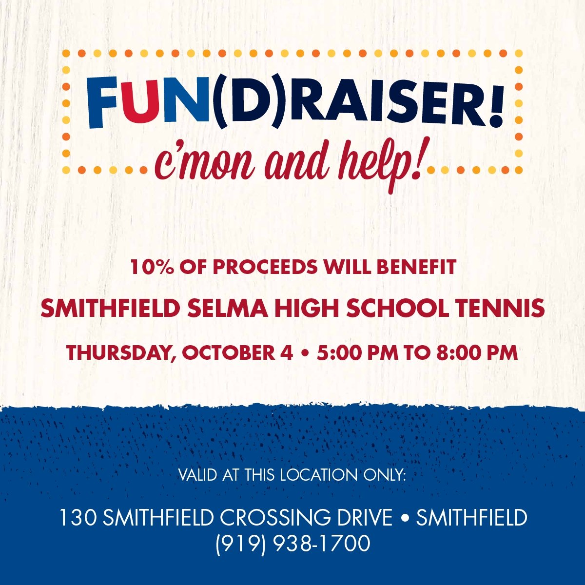 tennis_sss's tweet image. Come out Thursday Oct 4 to Zaxby's in Smithfield between 5 and 8 to support the SSS Tennis team. @JCPS_Athletics  @SSS_Spartans