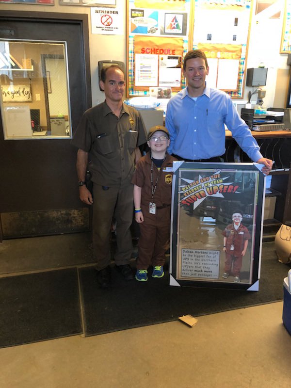 stuseverson's tweet photo. Super UPSER Dalton Mertens visit in the Kearney Nebraska Center with his driver Mark Elstermeier and business manager Jerry Helgoth https://t.co/yzx7mF7kNK