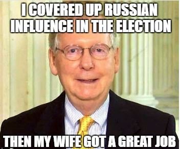 Mathsgeist's tweet photo. @ellievan65 #McConnell SETS THE BAR
-the epitome of #PartyOverCountry

The #GOP is losing its grip
&amp; DESPERATELY ADHERING to the plan: #ProjectOverThrow
by which they hope to hold onto power with a diminishing minority of the electorate.

Russia exploited this vulnerability to attack America https://t.co/GUK4inDYxN