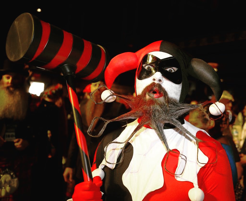TheColdOneAC's tweet photo. Went to the Great American Beard and Mustache Championships #GABMC (Nationals) this past weekend looking for Mister J and got 6th place! #Cosplay #HarleyQuinn @RVABeardLeague https://t.co/mOGSERxqd7