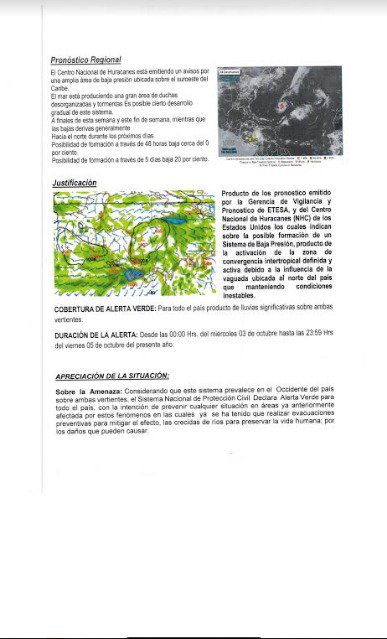 Alerta Verde para todo el país ante la posibilidad de incremento de lluvias durante las próximas 48 horas en el territorio nacional, debido a la formación de sistema de baja presión en el Atlántico. Vía <a href="/donderisja/">Jose Donderis</a> #NoticiasTVN