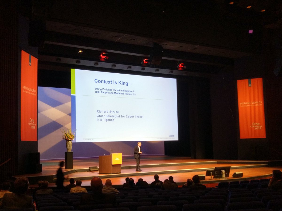 cyberthreatlab's tweet photo. Richard Struse from MITRE makes the case at #OneConference for automation in #CTI generation and consumption; automatic, continuous emulated red teaming of your infrastructure will soon become an essential tool for organizations #Threatintel https://t.co/178nHeCrbc