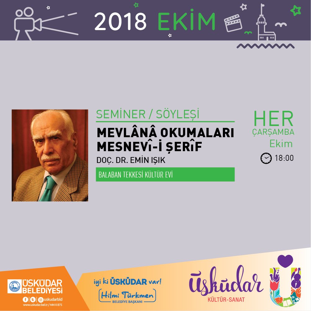 Emin IŞIK ile Mesnevi Okumaları bugün ve her Çarşamba saat 18.00'de @BalabanTekkesinde...