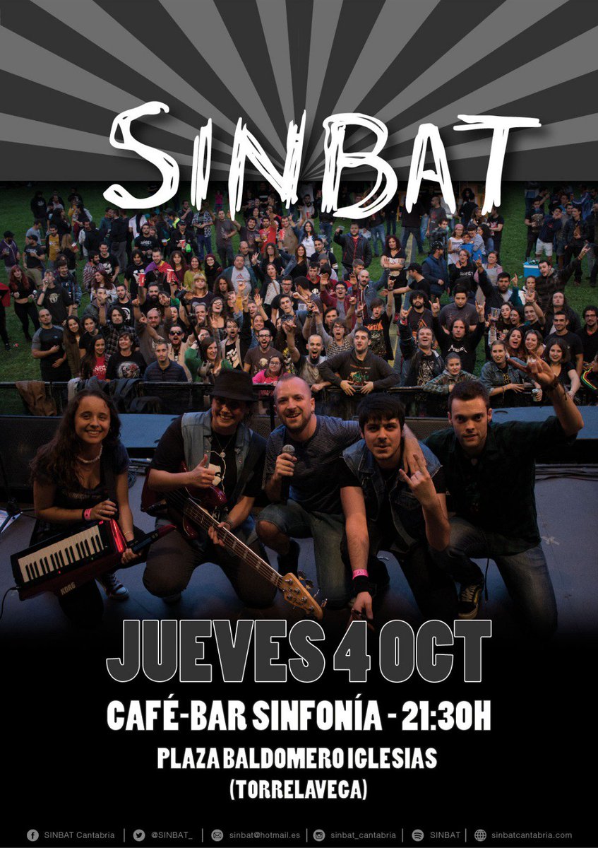 SiNBaT_'s tweet photo. Ey ey ey!!!! Este jueves 4 Oct, la liamos en Torrelavega
(Café bar Sinfonía) 21,30h.
Nos vemuuusss!! https://t.co/D0B1RQJ9In