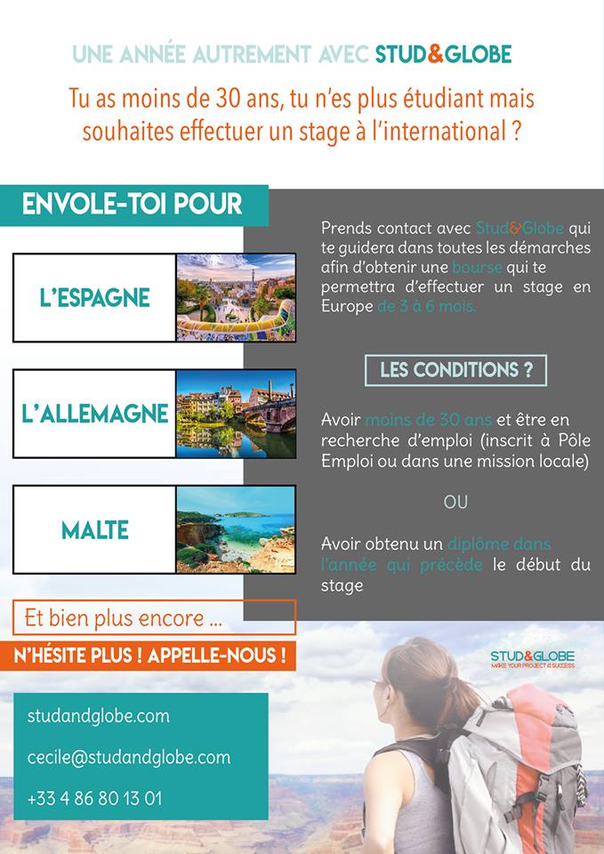 studandglobe's tweet image. T'as - de 30 ans ? Tu veux #Voyager et recherches une nouvelle #expérience #professionnel  ? 

#GoodNews : S&amp;amp;G t'aide à trouver un #stage à l'étranger et à obtenir une #bourse ! 

#ExperienceExtraordinary #internship #opportunity #Travel #WisdomWednesday #Tips #traveltips