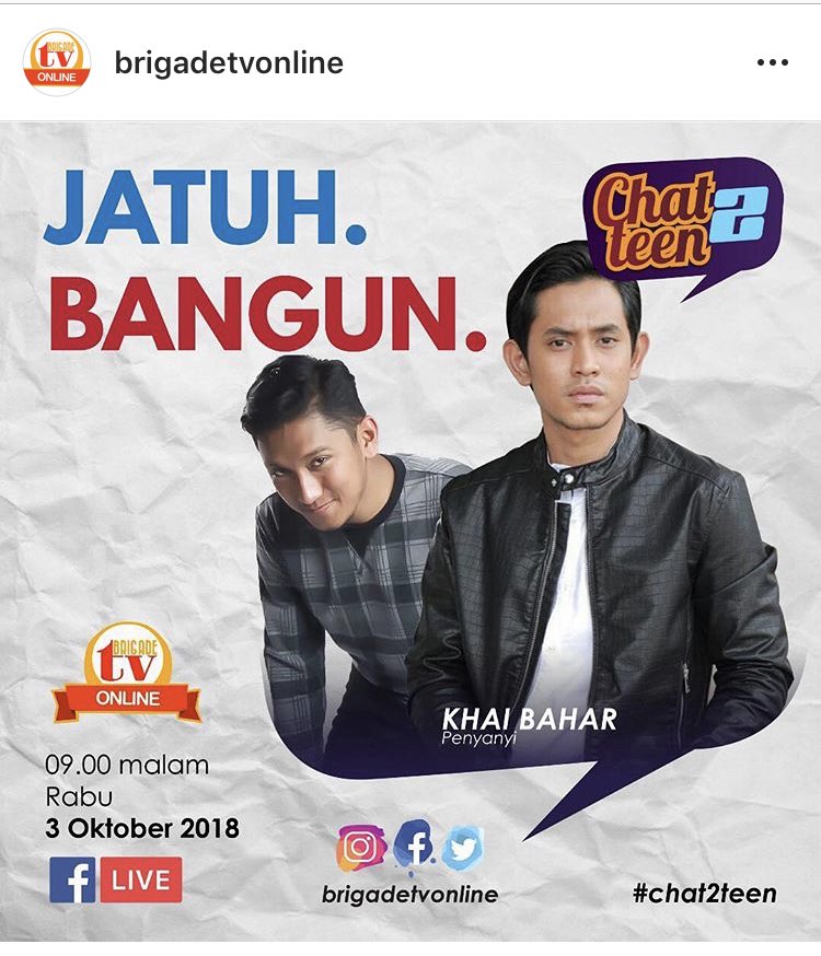 Lina_KB94's tweet photo. #Chat2Teen malam ini live bersama @khaibahar94_  di Facebook Live @brigadetv ! Jangan lupa ya, 9 malam ini! 

#KhaiBahar 
#123khaibahar https://t.co/cCrBSr4otU