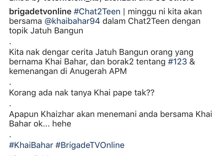 Lina_KB94's tweet photo. #Chat2Teen malam ini live bersama @khaibahar94_  di Facebook Live @brigadetv ! Jangan lupa ya, 9 malam ini! 

#KhaiBahar 
#123khaibahar https://t.co/cCrBSr4otU