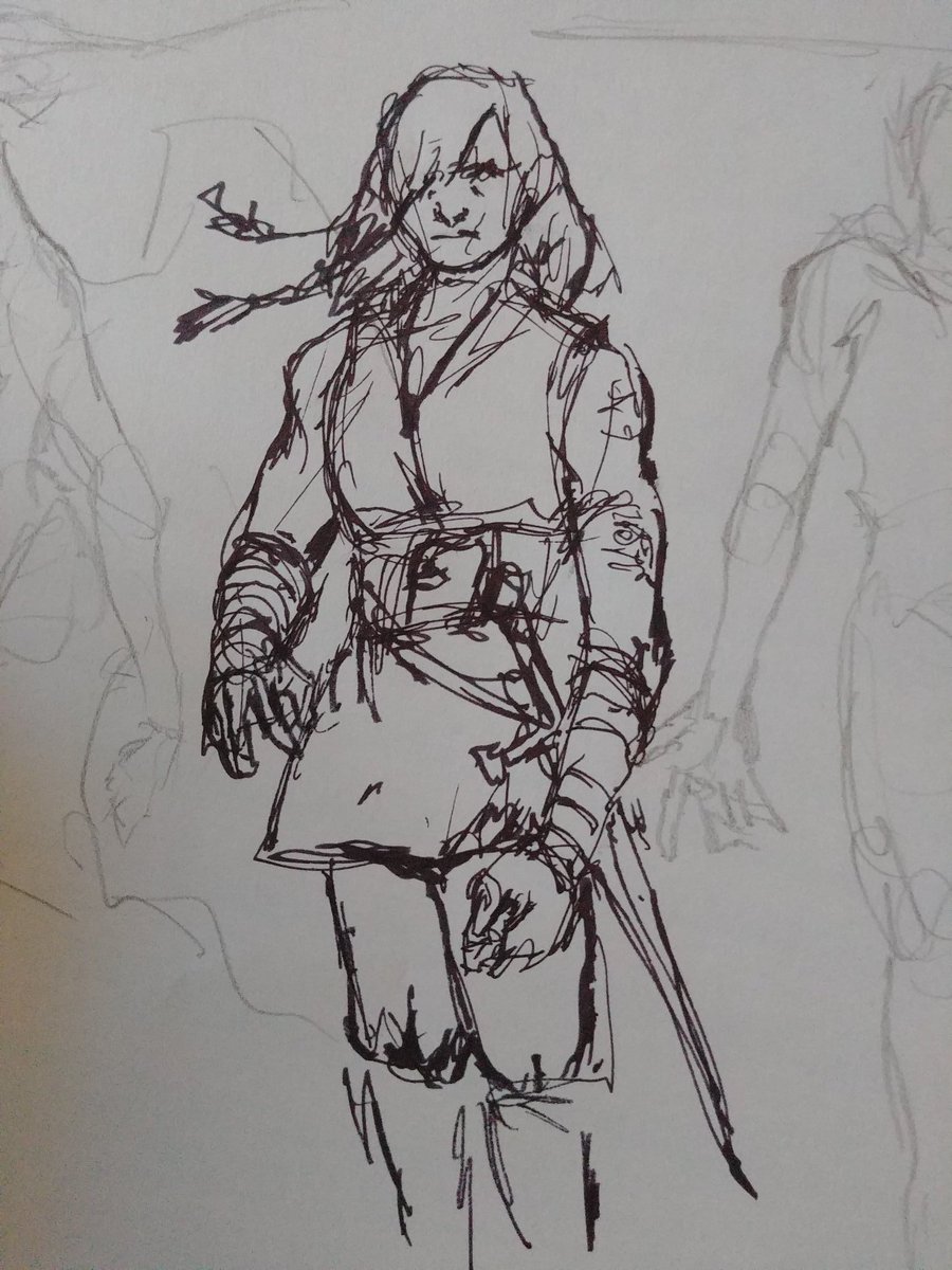 emberstride's tweet image. Two sketches I did recently. Not doing #inktober this year but might still post some ink sketches!