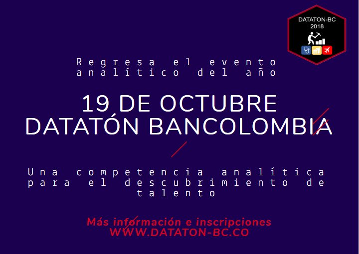 cpatinof's tweet image. A inscribirse todos los #analiticos, #datageeks, #datascientists, en #colombia y #latam. @jrestrp