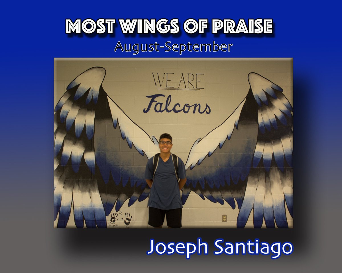 Mr_JShaffer's tweet photo. Congratulations to Joseph Santiago for receiving the Most Wings of Praise during the months of August and September. Great job and everyone keep up the great work! Also, thank you to The Nest @hepler_jane for sponsoring this month's prize. @MrsMalPrincipal @CLSD_Schools https://t.co/ny03DnrGbu