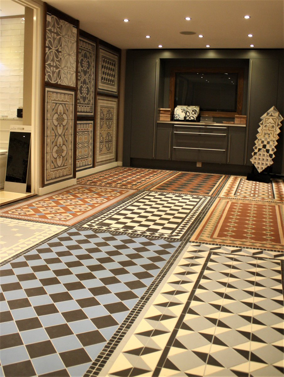 TilesBathroomCo's tweet photo. Be inspired with patterns based on traditional designs from the Victorian and Edwardian eras on display & in stock #LeedsShowroom #YorkshireBathroom #QualityTile #VictorianTiles #HeritageHomes https://t.co/I7FFztW1J3