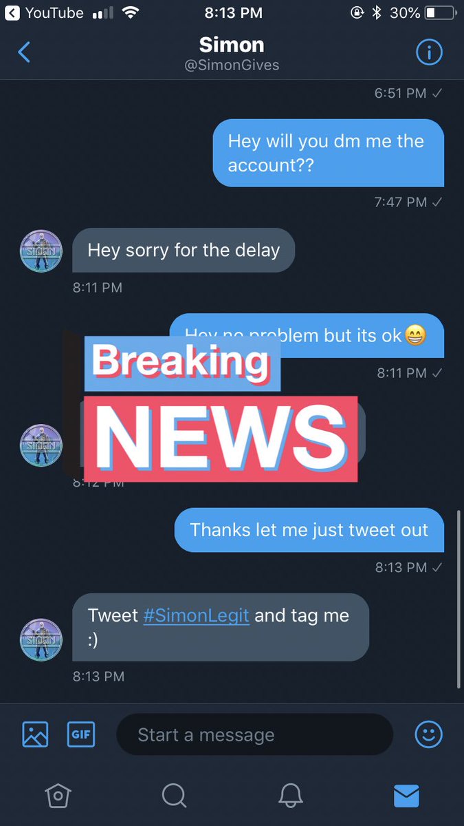 Excesity's tweet photo. @SimonGives #SimonLegit thanks for the account dude π https://t.co/I9VthFAJiE