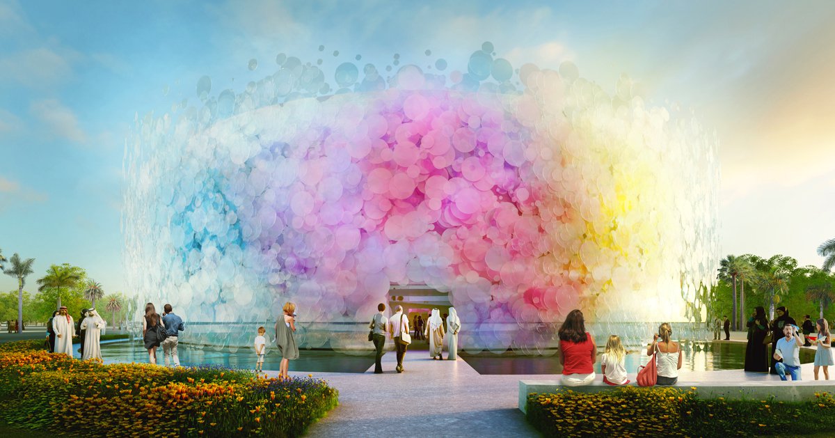 Paul Cocksedge designs 'impossible' living watercolour pavilion for expo 2020 Dubai bit.ly/2Ni1iD2