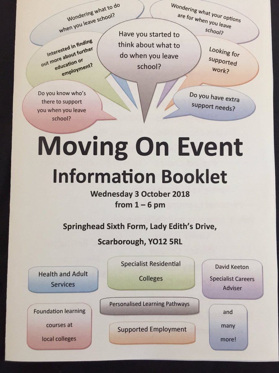 I’m in Scarborough today @SpringheadSpSch for their Moving On Event. Come along between 1-6pm to hear how you can #BePartOfOurStory @DerwenCollege #WhereLearningComesToLife #SEND