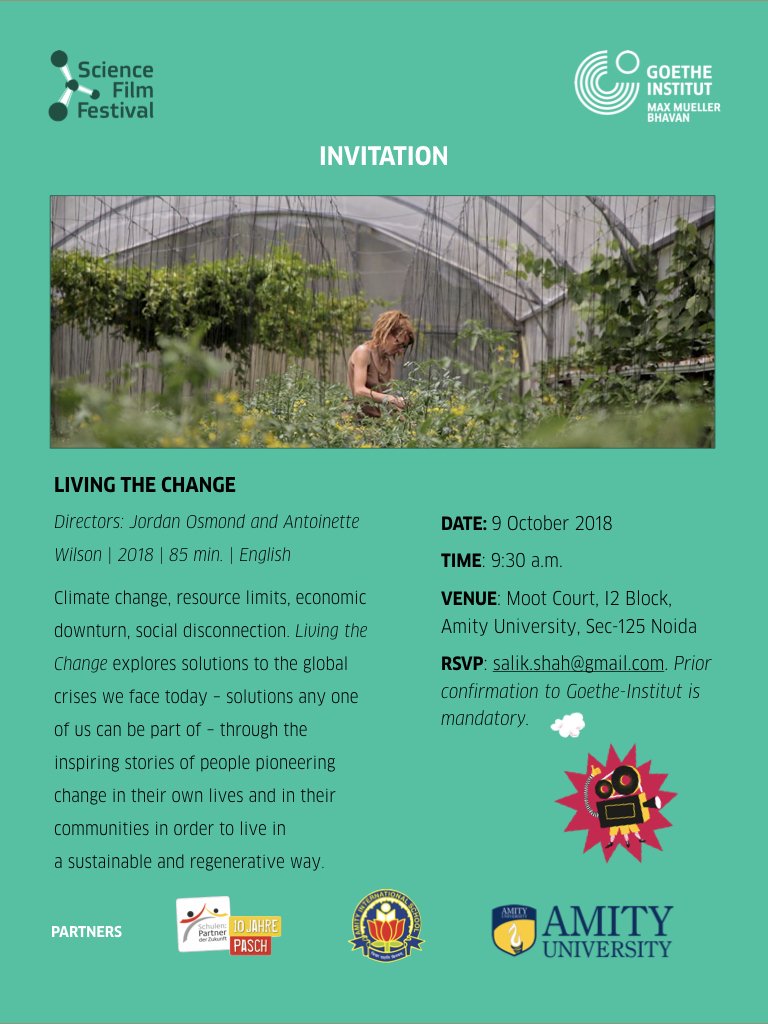 Amity is hosting SCIENCE FILM FESTIVAL in partnership with Goethe Institut on 9th October 2018!