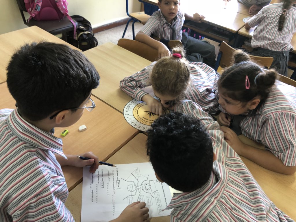 susant121's tweet photo. Introducing information while creating memories is rare! Grade 3 T learners will never forget the first time they used a cipher wheel to decode info related to insects #cipherwheel @MakAishaSchool https://t.co/ZOo5MXKRou