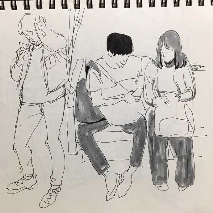 #電車スケッチ
もうちょい考えて塗ったほうがよさそう 
