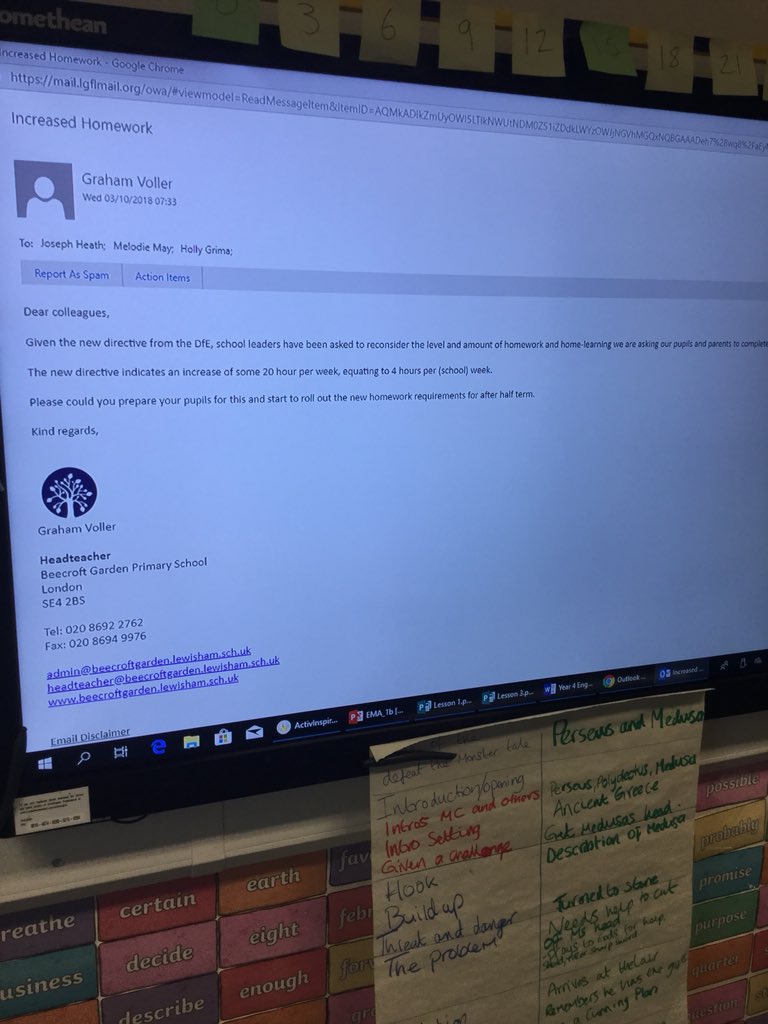 Hazel_Beecroft's tweet photo. We weren’t happy to find out we’d be getting lots more homework! A great hook to kick off our new @Talk4Writing unit, discussion texts (don’t worry it’s not real!) 
M.M https://t.co/caRXImbimZ