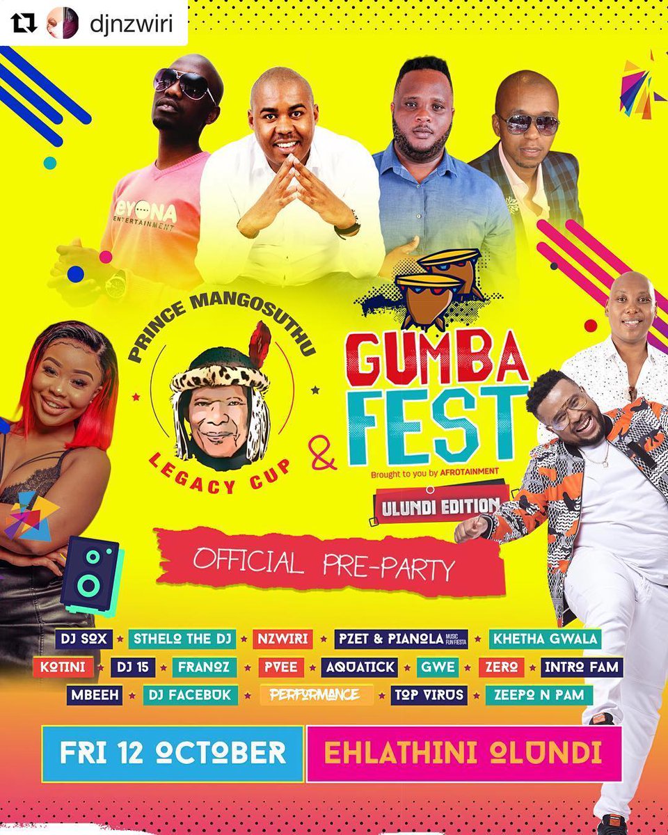 PMLCup's tweet photo. #VisitZululand 
#Repost @djnzwiri
・・・
Official @gumbafest &amp; @pmlcup Pre-Party Ehlathini Ulundi gate open at 6pm #ZululandExtraVaganza #UkhoziFm #NoRush 💯💯🎊🎊🍾 https://t.co/hqjiScfomM