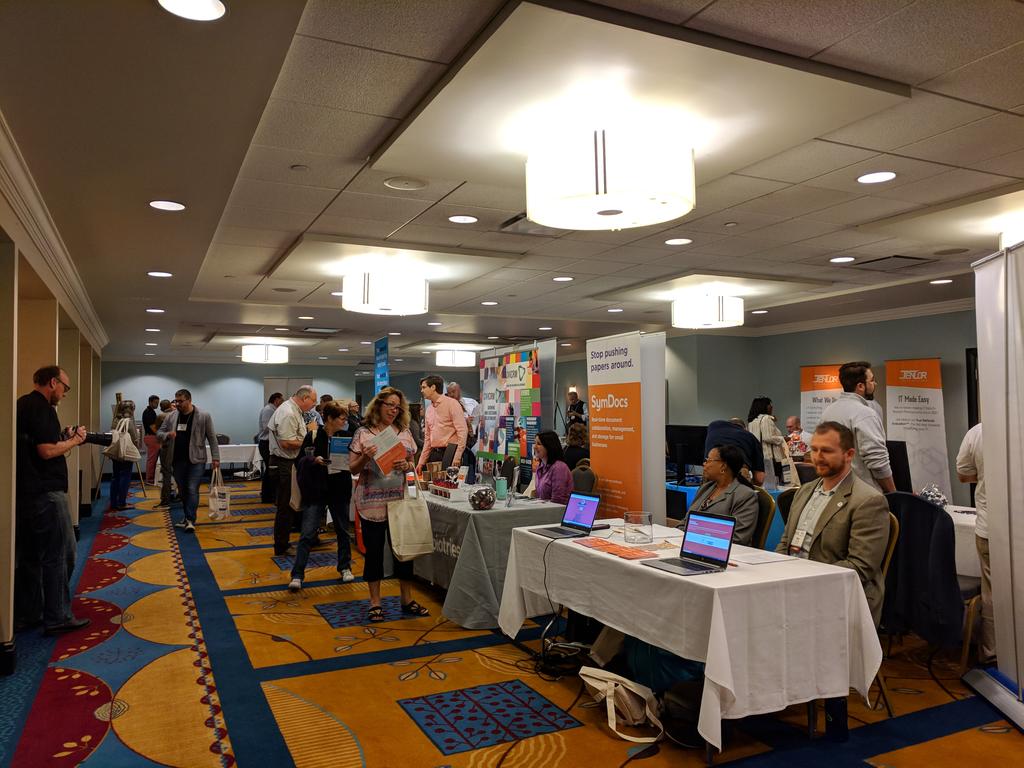 bph's tweet photo. Browsing the sponsor area of #TechNow18 - spotting @aghstrategies with the  @civicrm booth #wordpress #CiviCRM https://t.co/BKm1myKDkQ