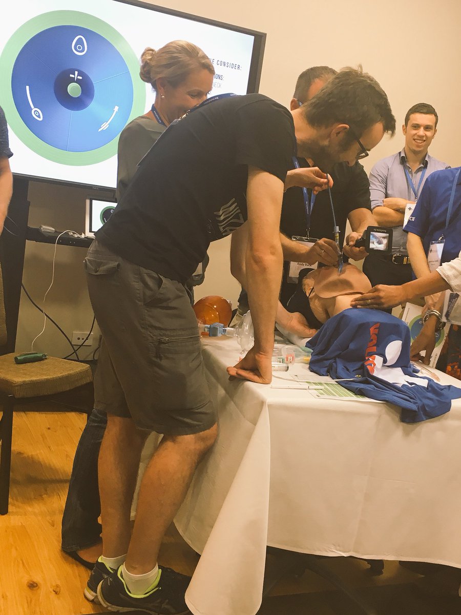GlideScopeVL's tweet photo. @edexam intubating like a boss with the #GlideScopeGo at the @PHEMCandSSEM #airwayworkshop. @KangarooBeach teaching us the #Vortexapproach through SIM, pause and discuss. #videolaryngoscope #unanticipateddifficultairway https://t.co/nNUdjwOvpO