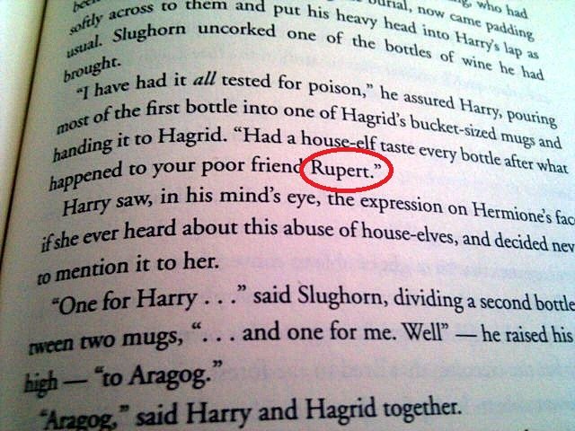 PotterWorldUK's tweet photo. In the 6th book, Professor Slughorn refers to Ron Weasley by several names, one of which is Rupert https://t.co/fh4X43yTqs