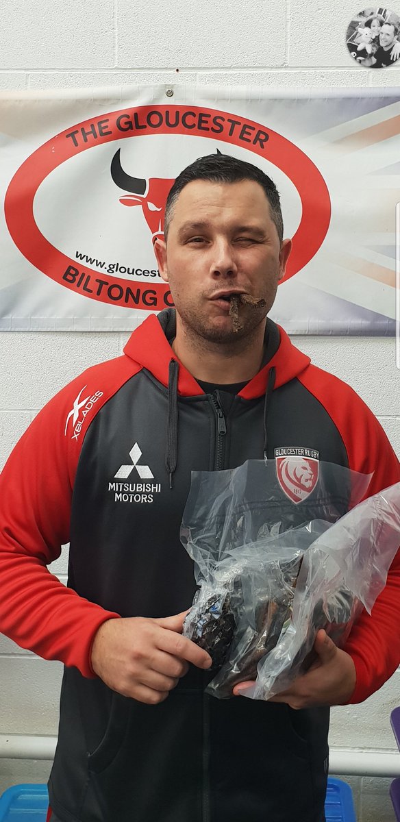 GlosBiltong's tweet photo. One happy Chef ! @Chef_Gui @gloucesterrugby #Biltong #Snapsticks https://t.co/ouHDwPAsqr