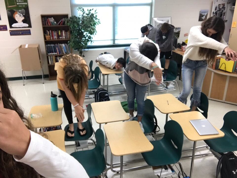 Some of our homerooms best selfies for coping with stress. Playing a sport, just a good high five, and some water. @sibs_advisor <a href="/mhssibs/">MHS SIBS</a>