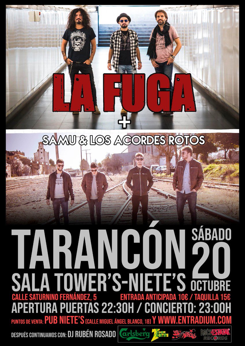 Sabado 20 de octubre "12 aniversario "
<a href="/lafugarock/">La Fuga</a> 
@samuyacordesrot