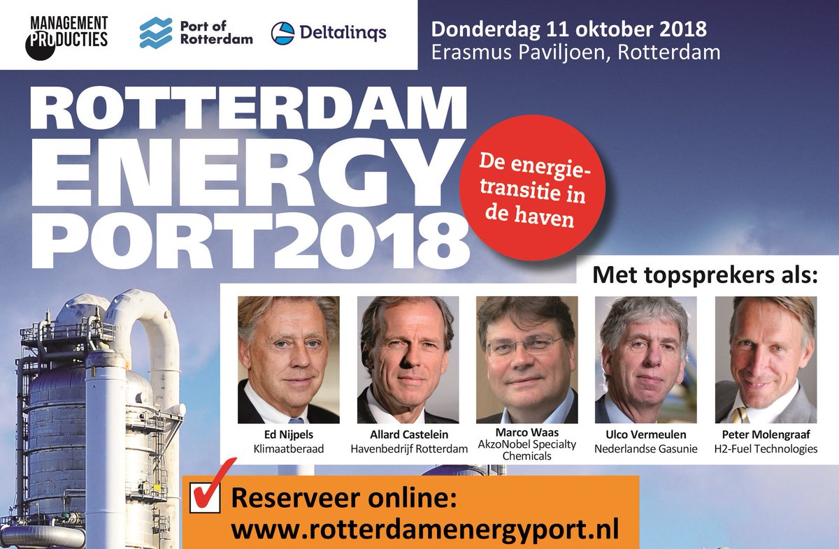 Praat mee over de uitdagingen in de #haven op #Rotterdam #EnergyPort, hét #energiedebat! O.l.v. dagvoorzitter <a href="/alicekrekt/">Alice Krekt</a> met topsprekers als Marco Waas <a href="/AkzoNobelNL/">AkzoNobel Nederland</a>, Kim van Neer @DSMNederland en <a href="/PeterMolengraaf/">Peter Molengraaf</a> ! Reserveer de laatste plaatsen op rotterdamenergyport.nl