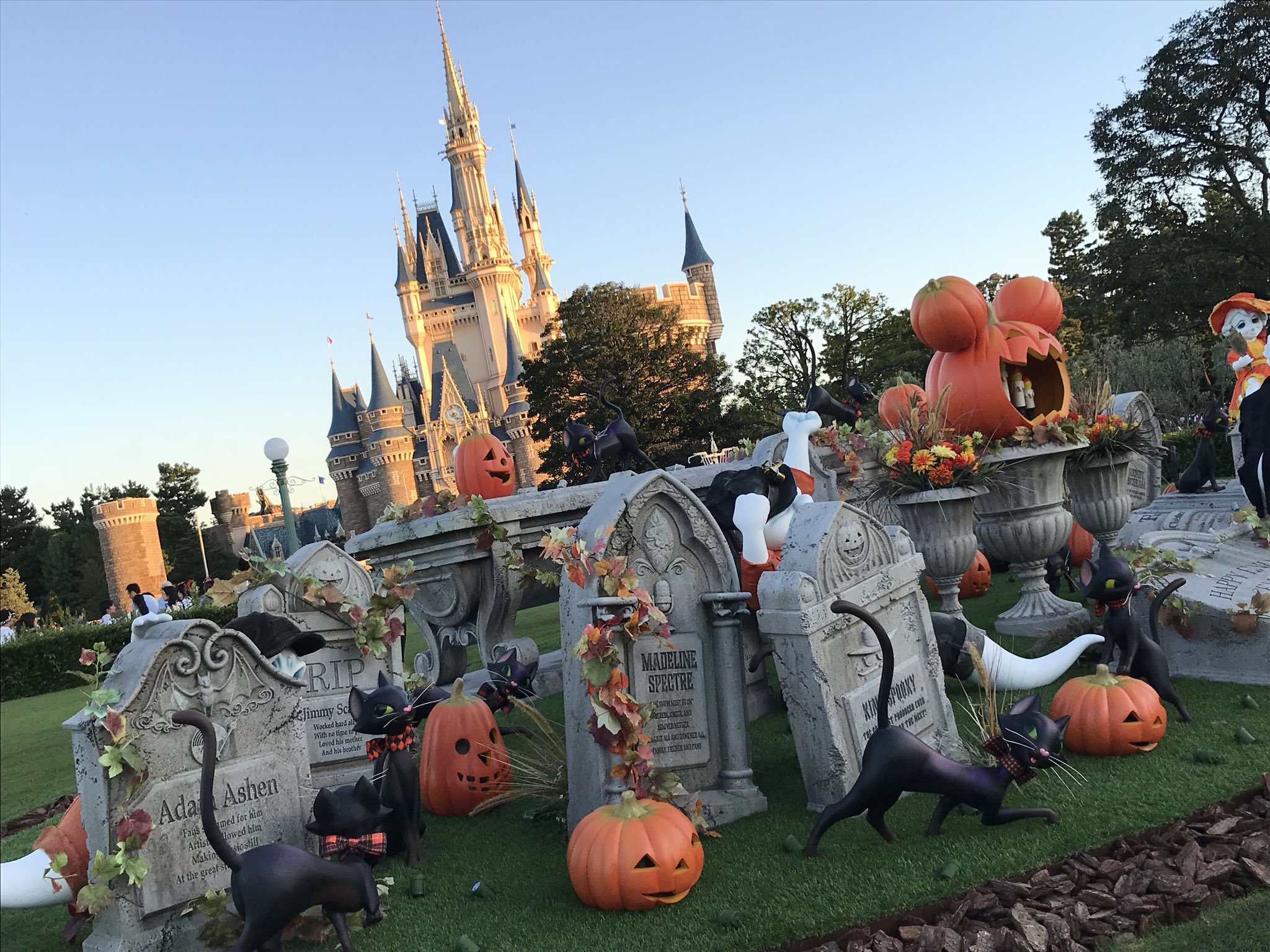 五井ヒロト 東京ディズニーリゾートの景色565 ハロウィーンの装飾は墓だらけ 僕も死んだらディズニーランドに墓たてたいものです T Co Tpwepwssvi Twitter