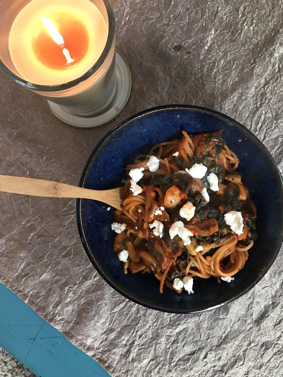 805Fit's tweet image. Brown rice and quinoa spaghetti from Trader Joe's is best for an autumn afternoon. Added in fresh chard, button mushrooms, Trader Joe's red pepper spread, and some creamy honey goat cheese!