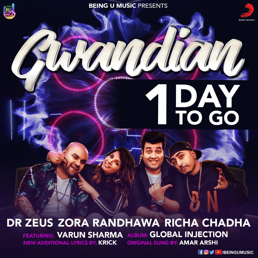 Hey guys, dropping my new track Gwandian tomorrow with <a href="/drzeusworld/">Dr Zeus</a> and <a href="/ZoraRandhawa/">zora randhawa</a>, <a href="/RichaChadha/">RichaChadha</a> and <a href="/varunsharma90/">Varun Sharma</a> . I bet you will love the song.
@beingumusic <a href="/sonymusicindia/">Sony Music India</a> <a href="/SnoopDogg/">Snoop Dogg</a> <a href="/Mandy_Takhar/">Mandy Takhar</a> <a href="/NargisFakhri/">Nargis Fkhri</a> <a href="/Jaggi_Jagowal/">Jaggi Jagowal</a> <a href="/WynkMusic/">Wynk Music</a> <a href="/FatehDOE/">Fateh Singh</a> <a href="/sumanmusicworld/">Suman MsRed</a>