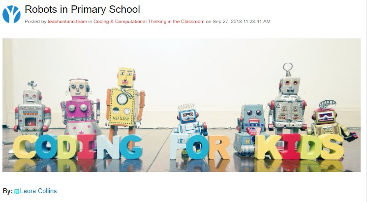 lisaannefloyd's tweet photo. Robots in Primary School- @MsLauraCollins shares how she provides her students w/ "multiple rich, hands-on STEAM experiences to develop their computational thinking and to help close achievement gaps" #TeachOntario @TVO #Coding & #ComputationalThinking Hub
https://t.co/ETVWqugjNf https://t.co/Y1lNgapLNa