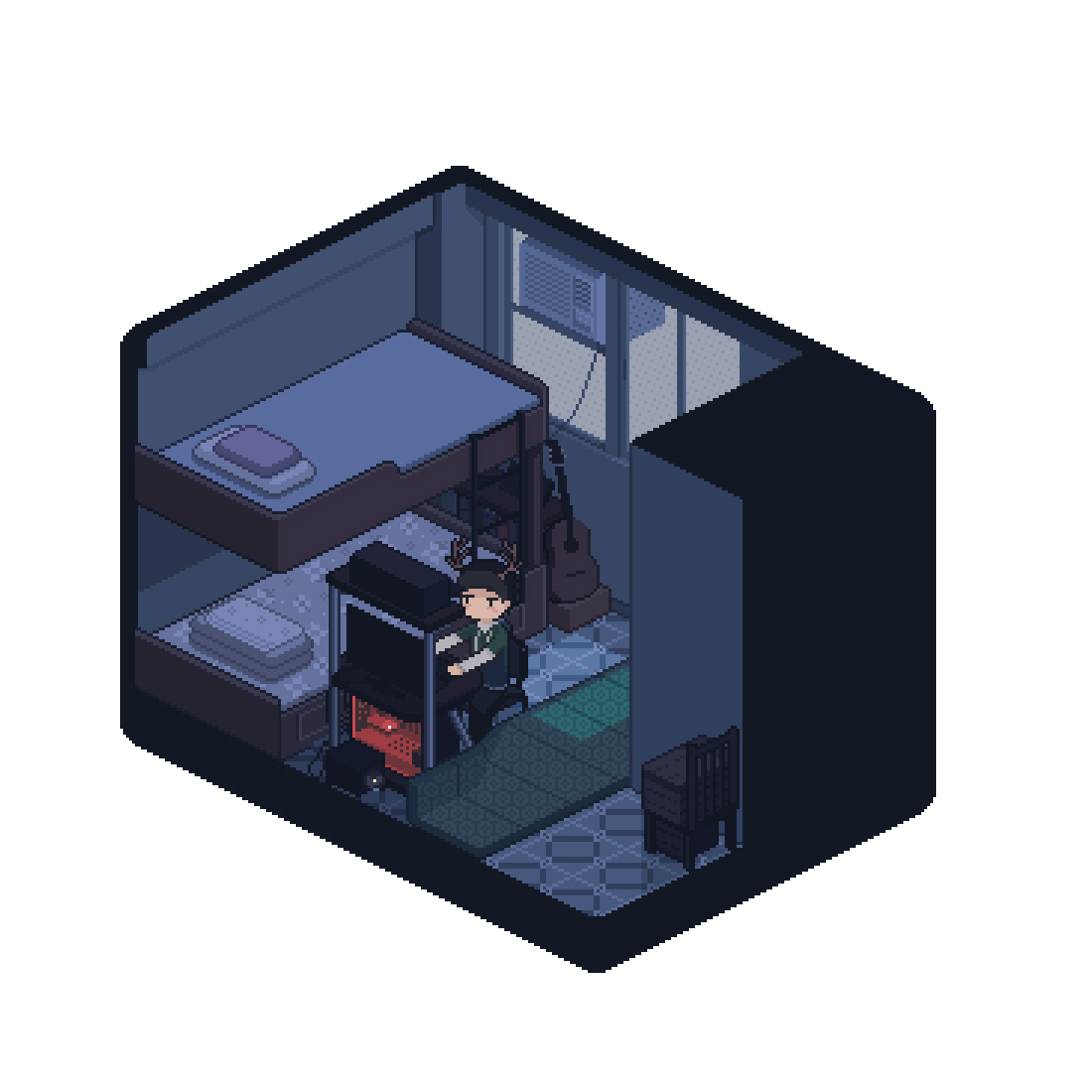 Cramped Pixelart Isometric Apple のイラスト