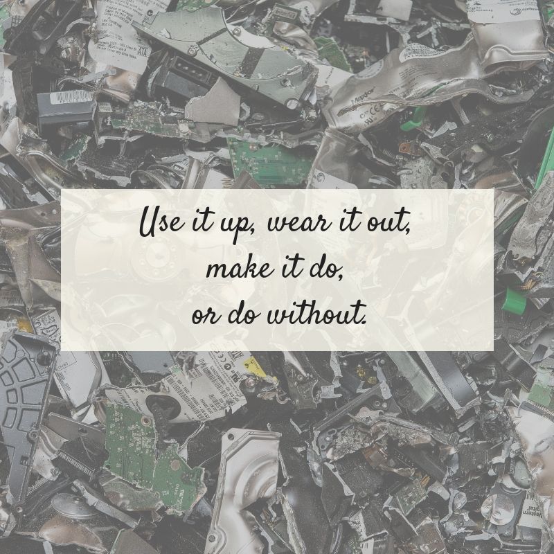 RAKI_Computers's tweet photo. Use it up, wear it out, make it do, or do without. #Recycle #rakicomputers #ewaste #wastereduction #R2certified #harddrivedestruction #ewasterecyclers https://t.co/uUDntibk67