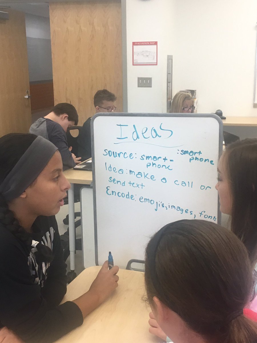 ChrisScience513's tweet photo. Small Group Work on the Model of Communications! @GalvinMS @DrThomasSTE @GalvinTechEd #steminnovations https://t.co/C3VXP1e1VB
