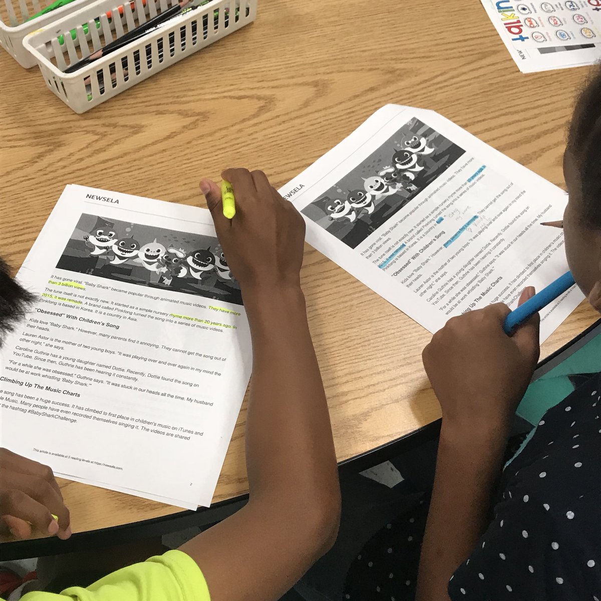 Making learning relevant to students by reading a <a href="/Newsela/">Newsela</a> article about the Baby Shark song. Bet the song is stuck in your head now! #ashlandsoar