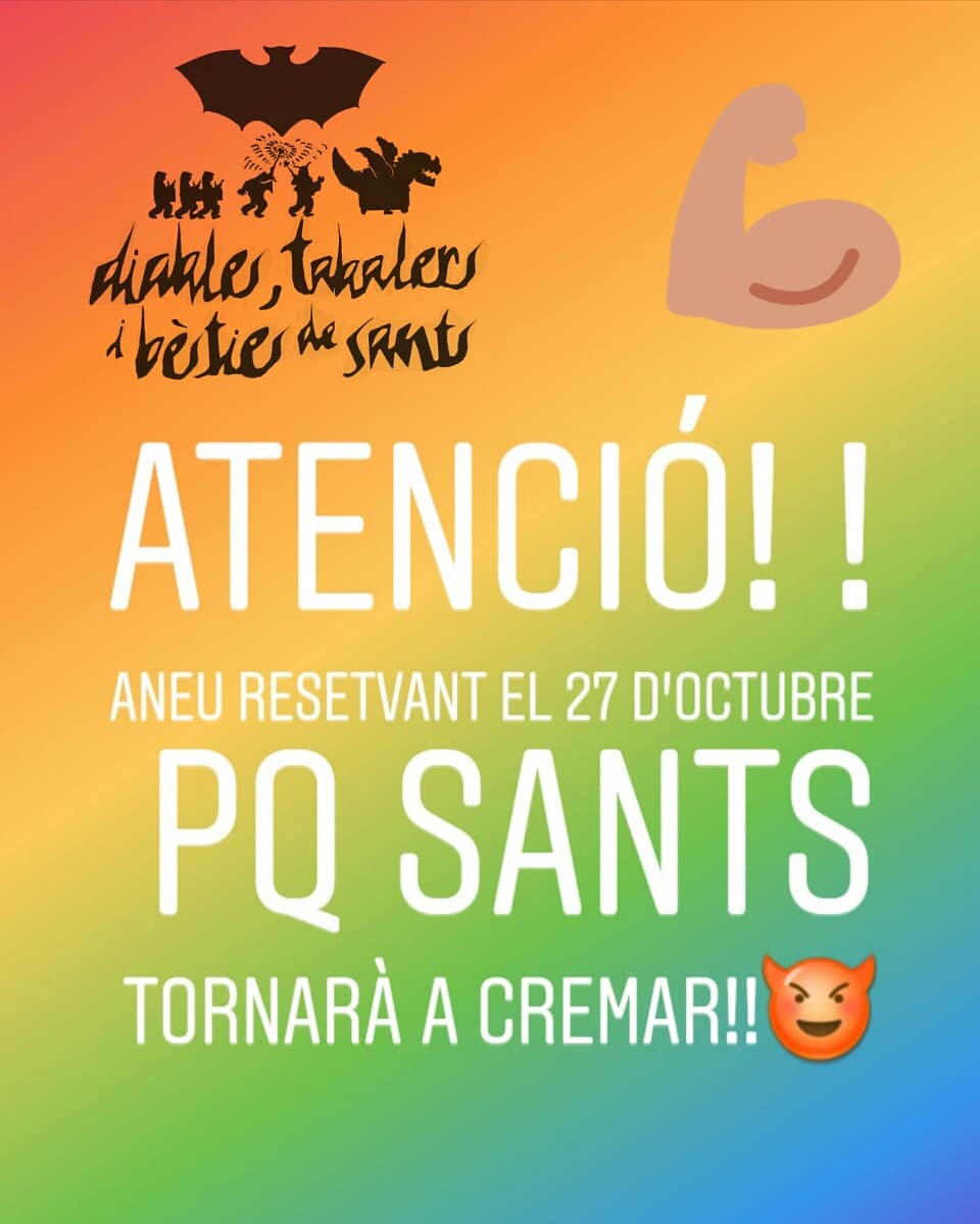 DiablesdeSants's tweet photo. Atencio! Reserveu el proper dissabte 27 d'Octubre!
SANTS TORNARÀ A CREMAR!
#PitudeSants #bestiaripopular #sants #diablesdesants #diables #corefocs #somdiables #sompercussio #sommusica #tabalersdesants #tabalada #drummer #somcultura #barcelona #culturapopular #tradicionscatalanes https://t.co/60RSvp0phV