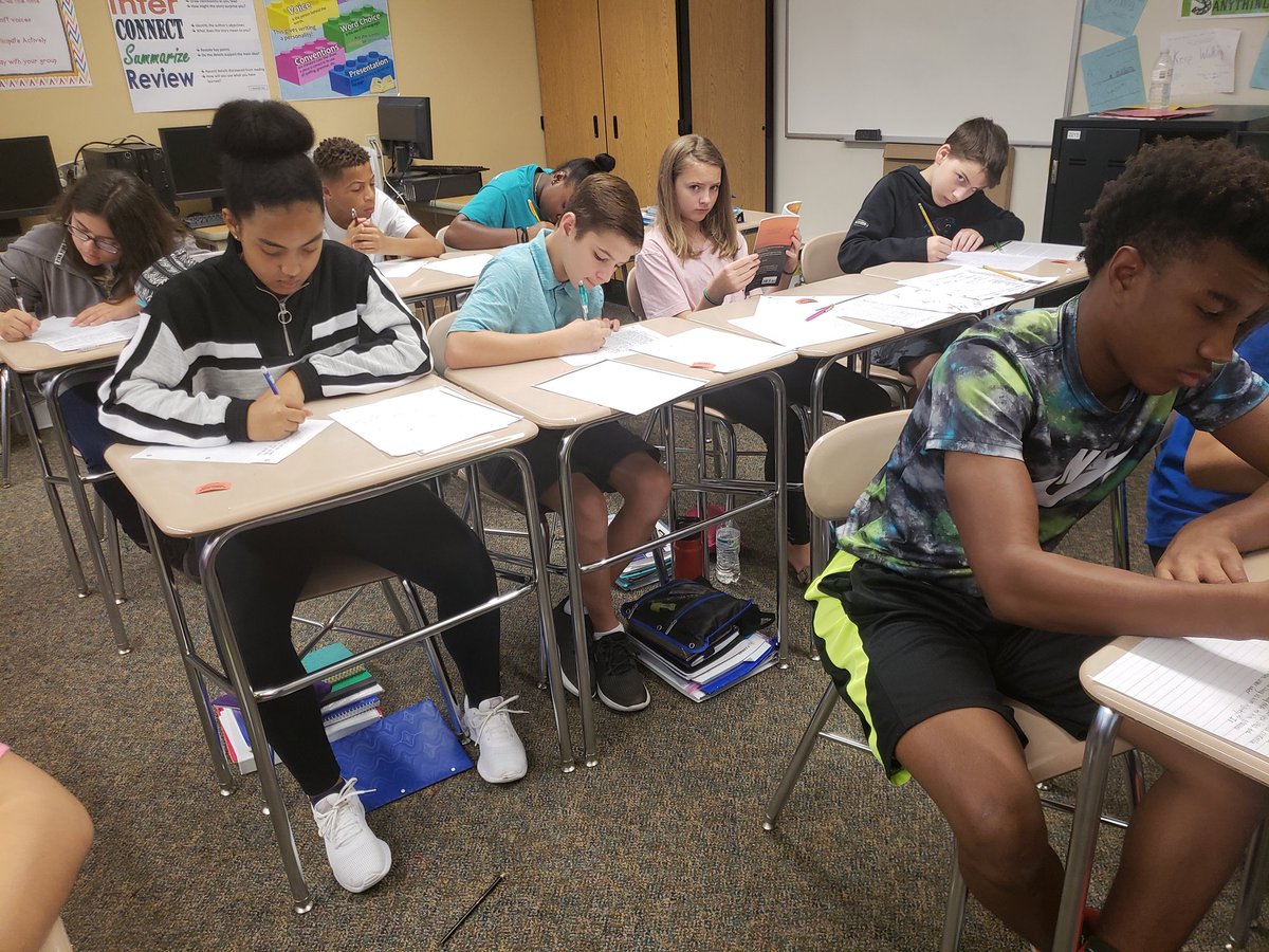 MrsEvans_RMS's tweet photo. What an awesome start to the day! I am super impressed with the level of focus and engagement as my students conclude their end of unit writing task! @RolesvilleMS https://t.co/V8EkoCE3gw